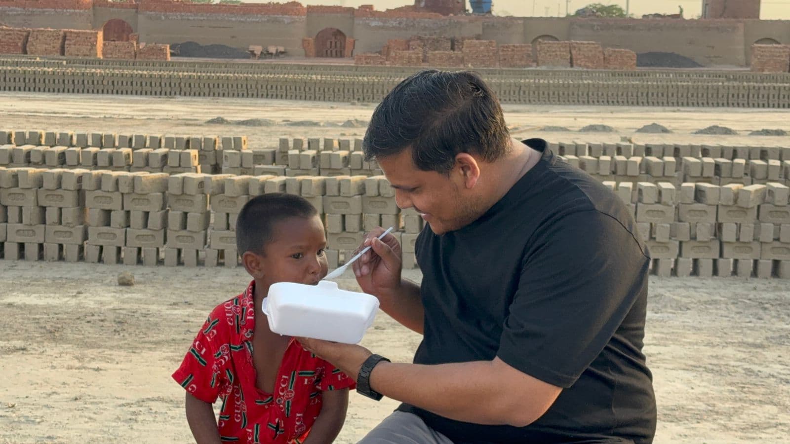 A child receiving care and support during a community visit